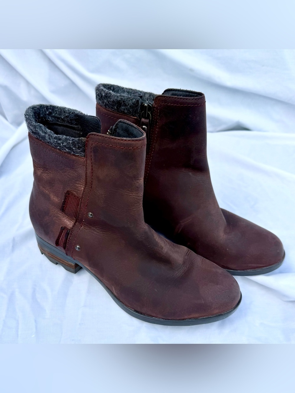 Sorel Lolla Waterproof Leather Ankle Boots/Booties Reddish-Brown Women’s 8.5